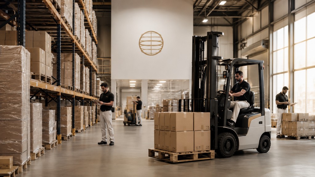 Ali Mukhtar Agencies warehouse operations with brand globe